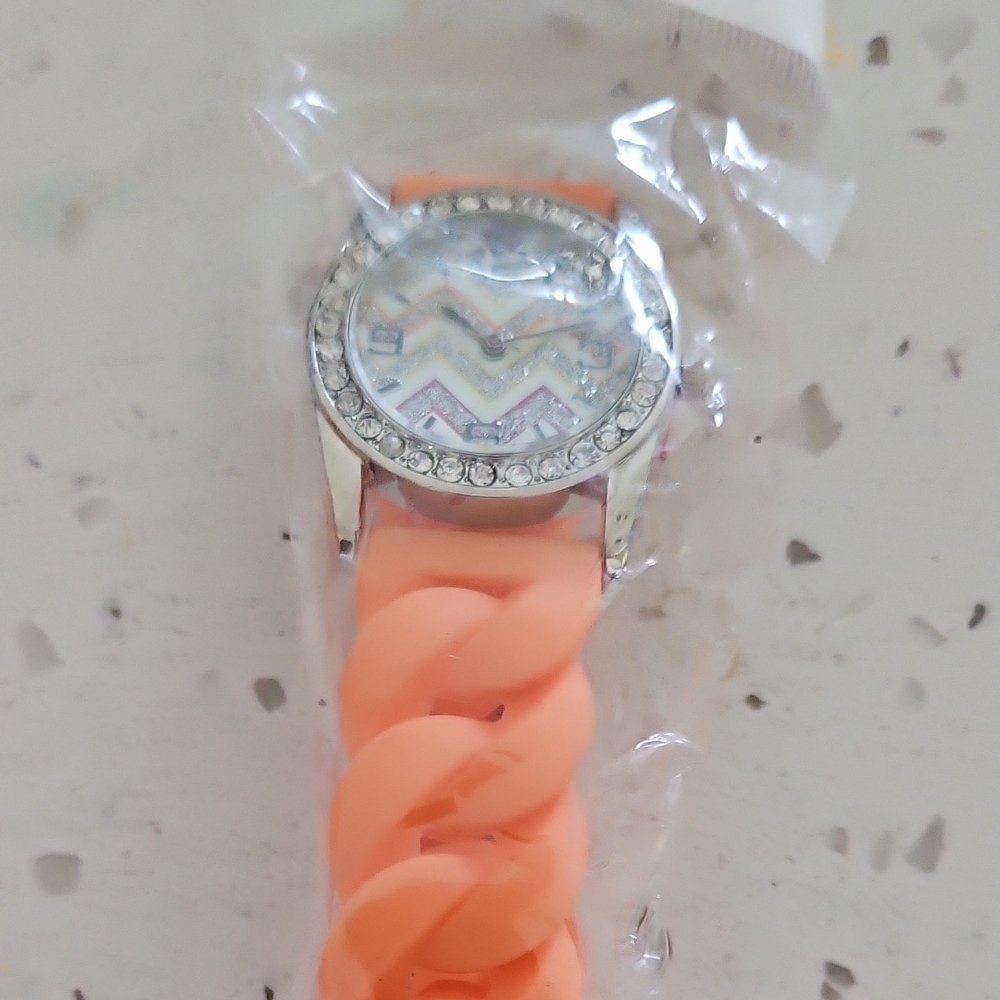 Sporty Orange and Silver Watch with Braided Strap